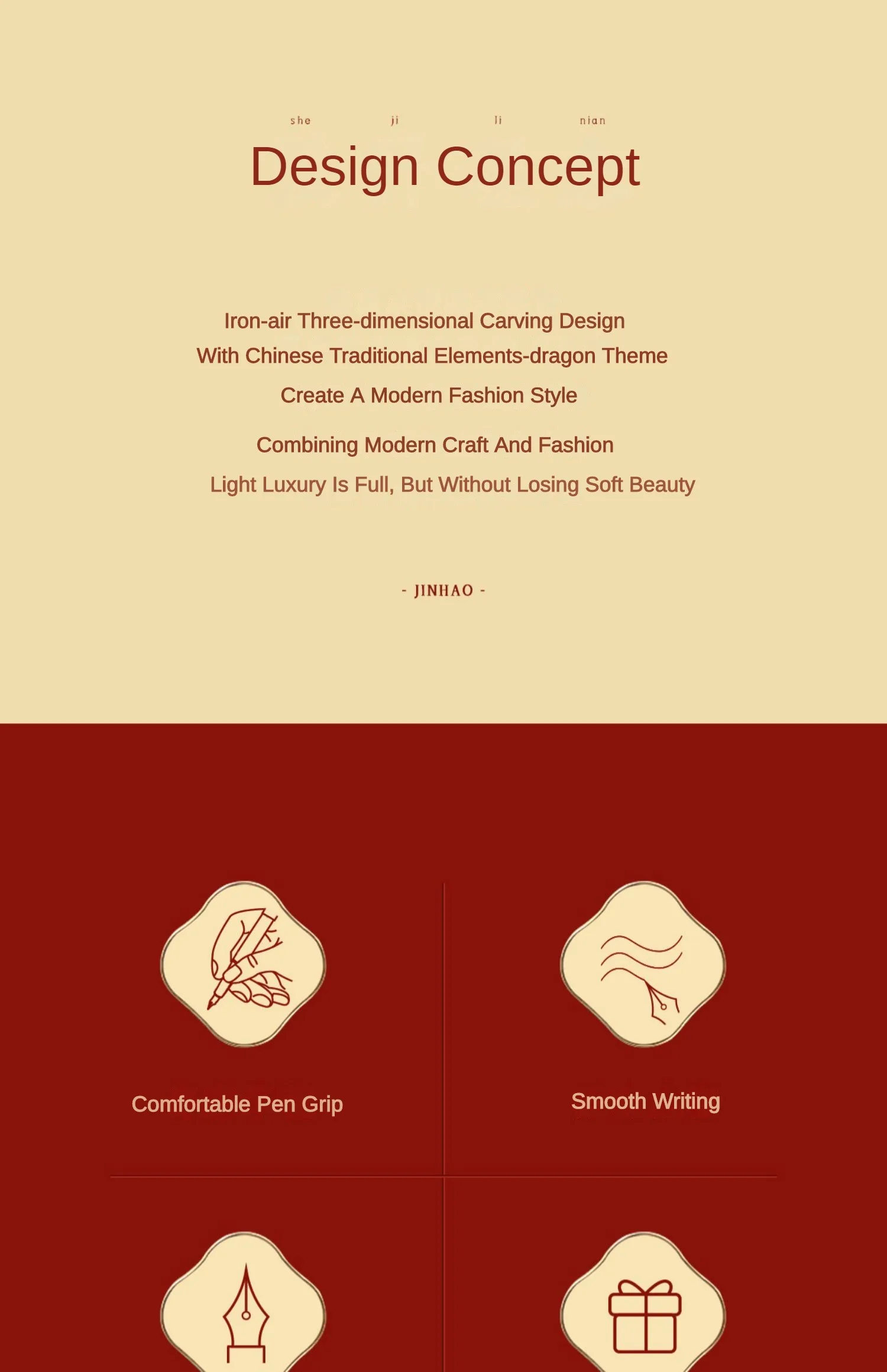 Jinhao 5000 Vintage Luxury Metal Calligraphy Beautiful Dragon Texture Carving Fountain Pen Stationery Office