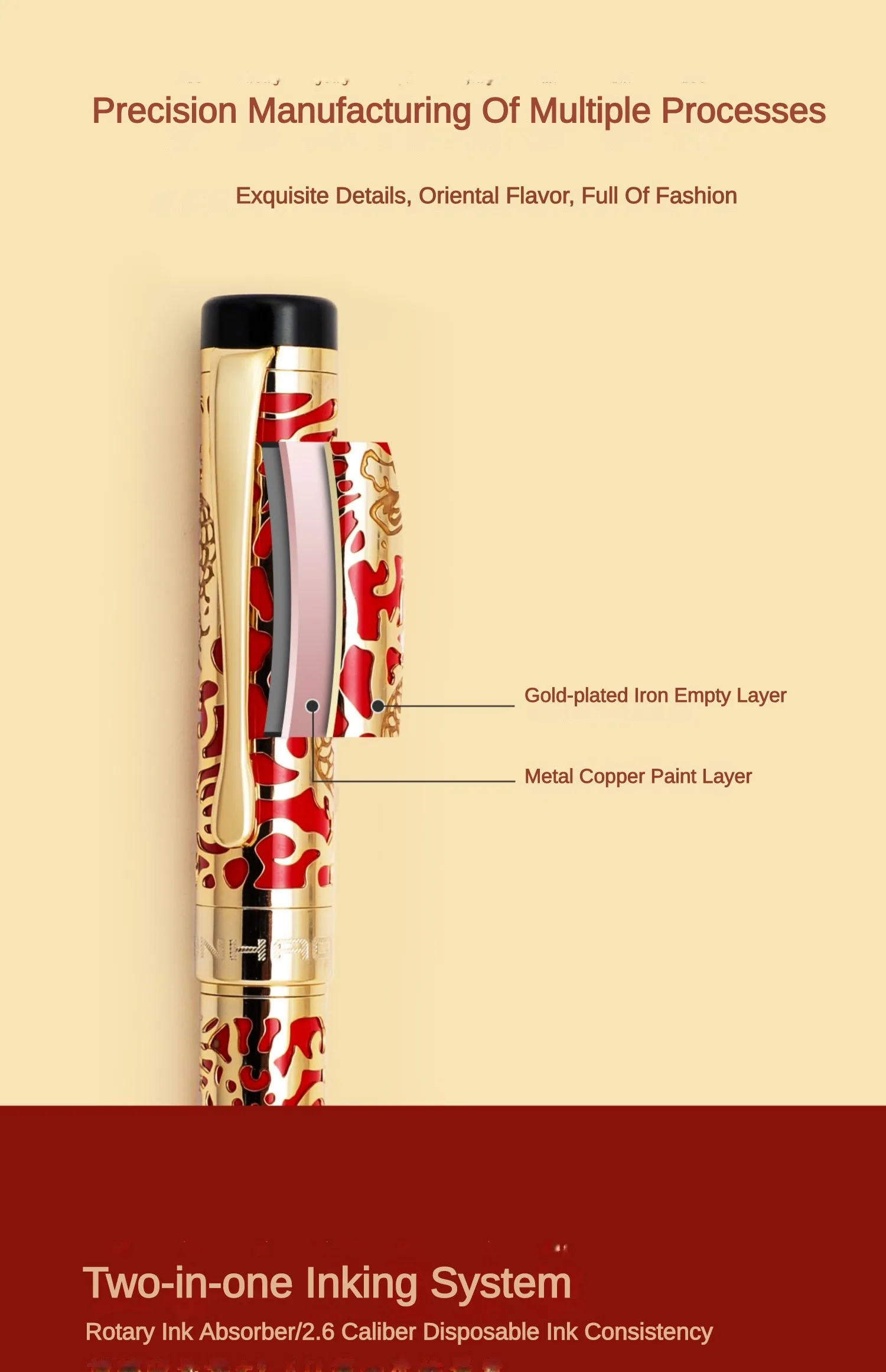 Jinhao 5000 Vintage Luxury Metal Calligraphy Beautiful Dragon Texture Carving Fountain Pen Stationery Office