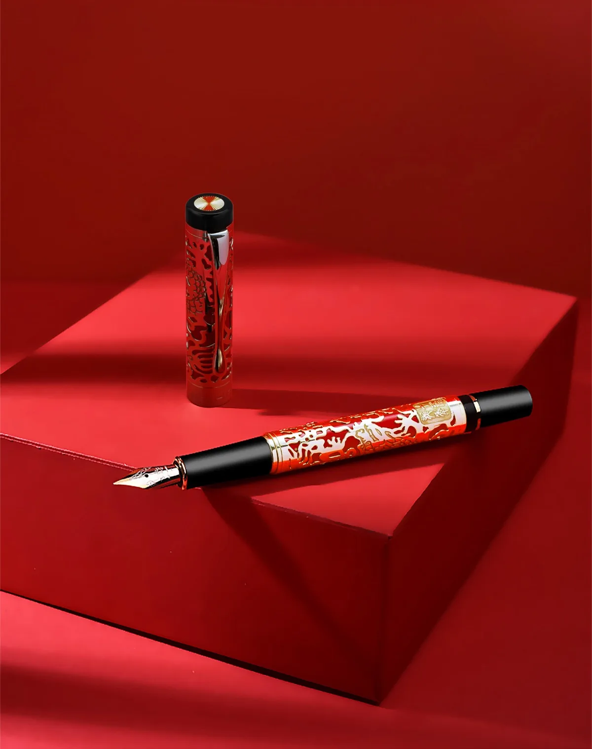 Jinhao 5000 Vintage Luxury Metal Calligraphy Beautiful Dragon Texture Carving Fountain Pen Stationery Office