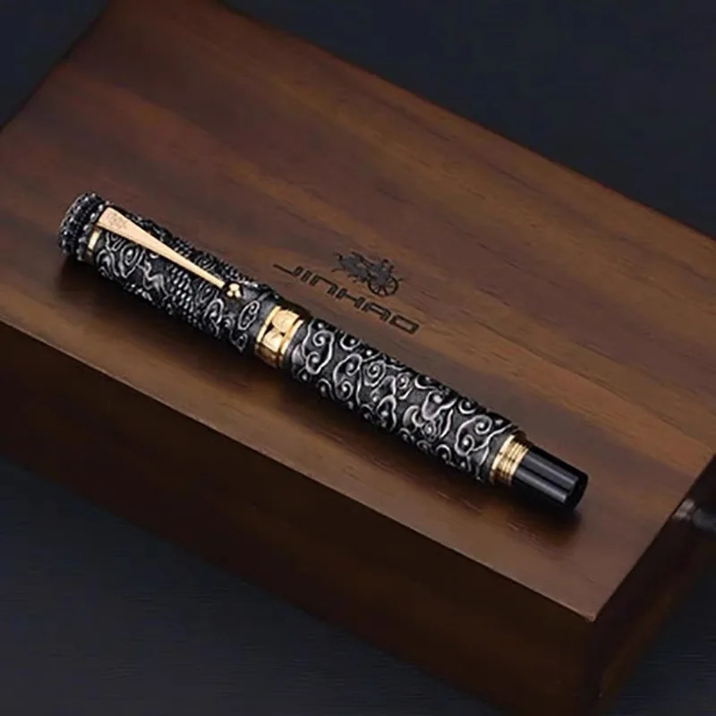 1 Luxury Brass Fountain Pen with Golden Accents, Ergonomic Grip, Medium Point, Screw-Off Cap, Includes Ink Converter - Elegant
