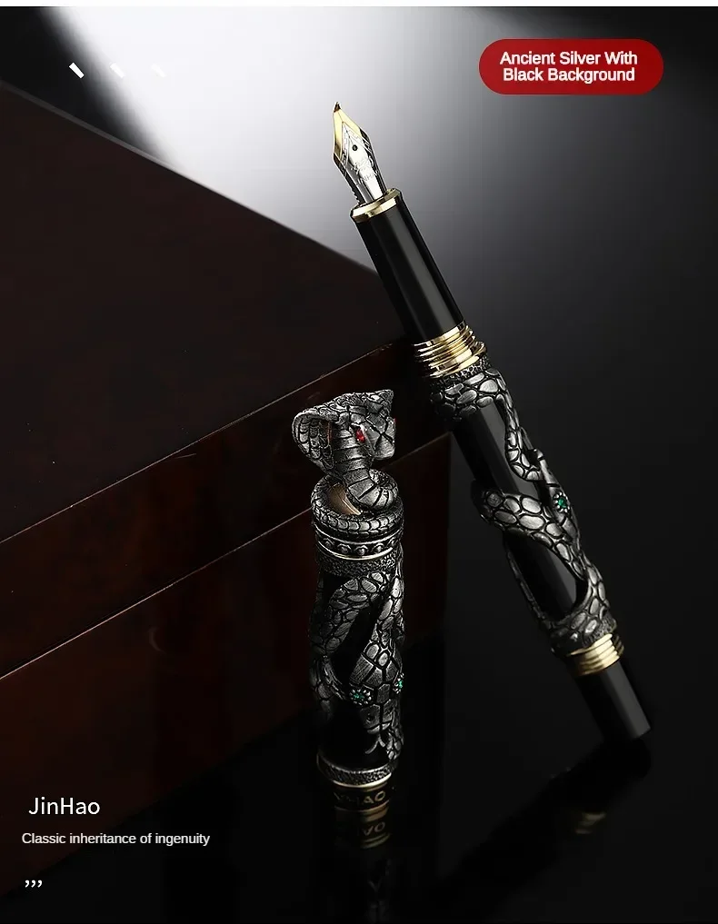 Jinhao Golden Metal Snake Fountain Pen F/1.0mm Nib Luxury Elegant Cobra Metal Writing ink Pen Stationery Office