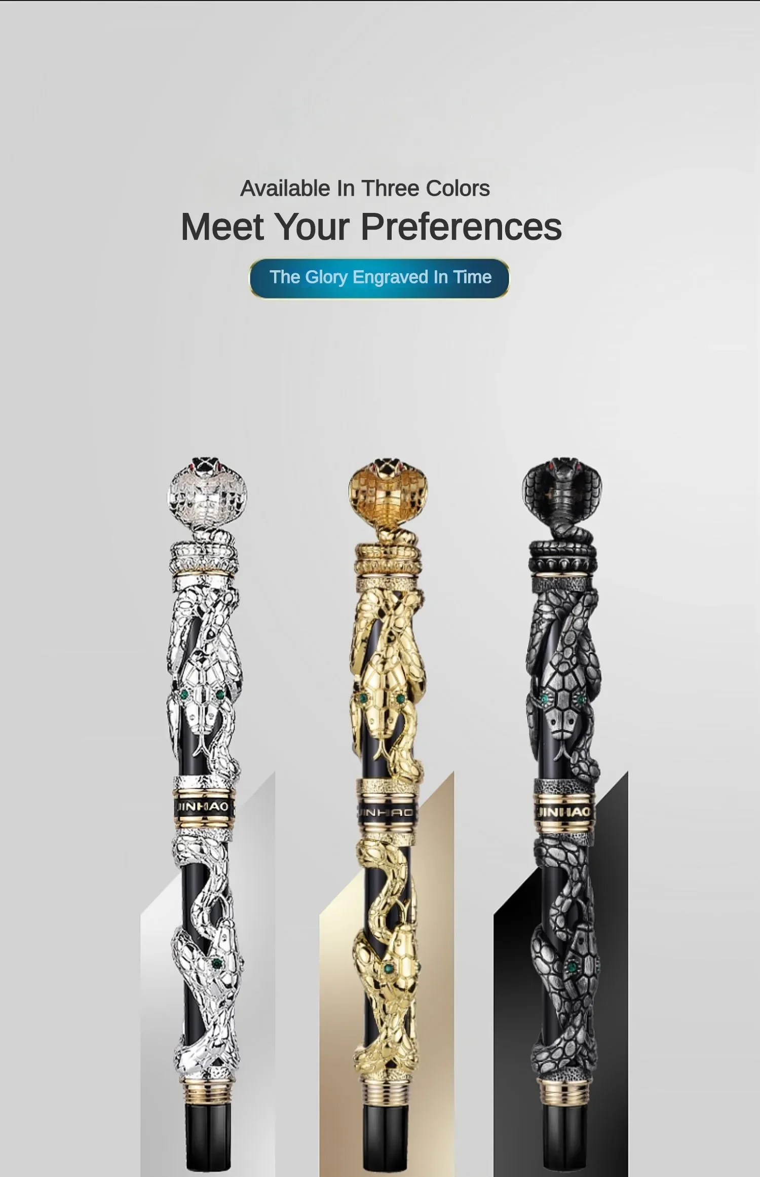 Jinhao Golden Metal Snake Fountain Pen F/1.0mm Nib Luxury Elegant Cobra Metal Writing ink Pen Stationery Office