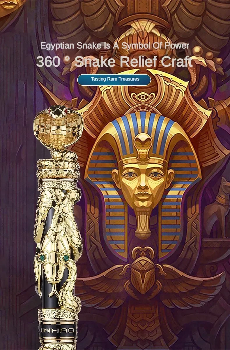 Jinhao Golden Metal Snake Fountain Pen F/1.0mm Nib Luxury Elegant Cobra Metal Writing ink Pen Stationery Office