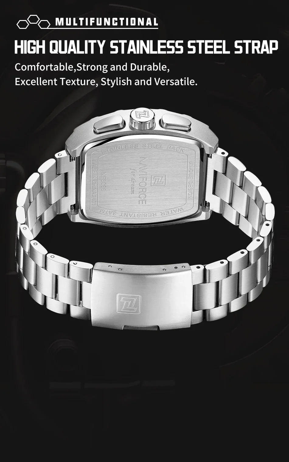 NAVIFORCE Top Brand Men's Watches Luxury Tonneau Quartz Wristwatch Waterproof Chronograph Watch for Men 2025 Auto Date Clock