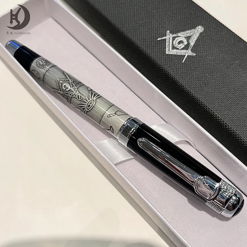 Masonic Symbols Noblest Ancient Silver Heavy Weight Silvery Clip Masonic Writing rollerball Pen With Gift Box