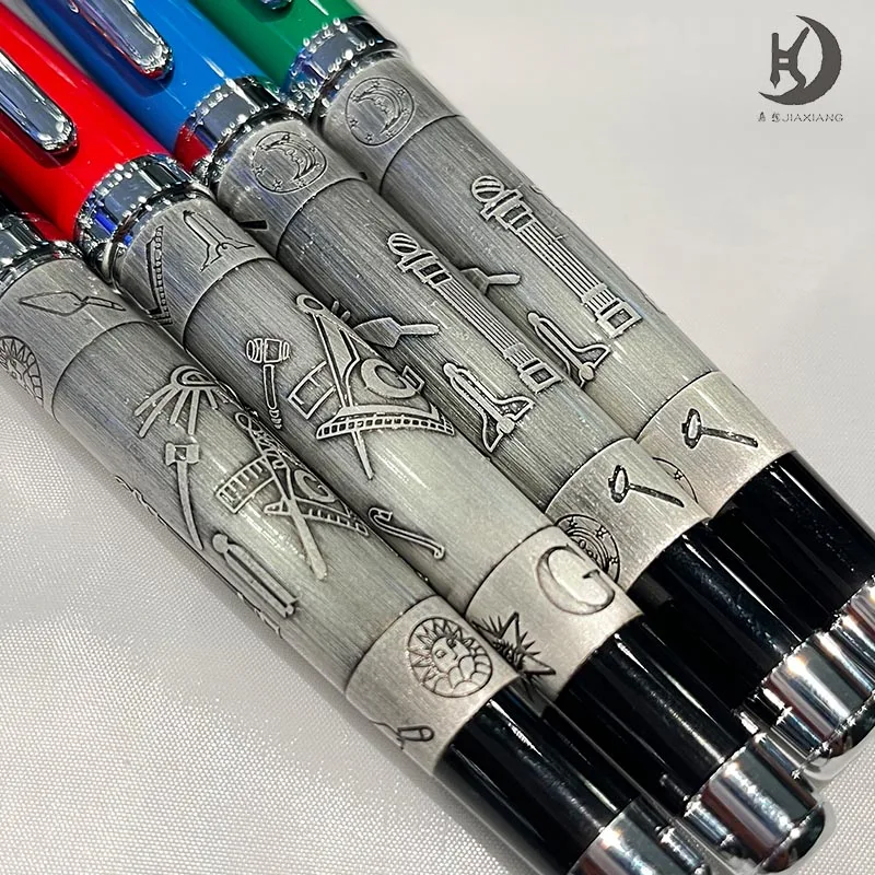Masonic Symbols Noblest Ancient Silver Heavy Weight Silvery Clip Masonic Writing rollerball Pen With Gift Box