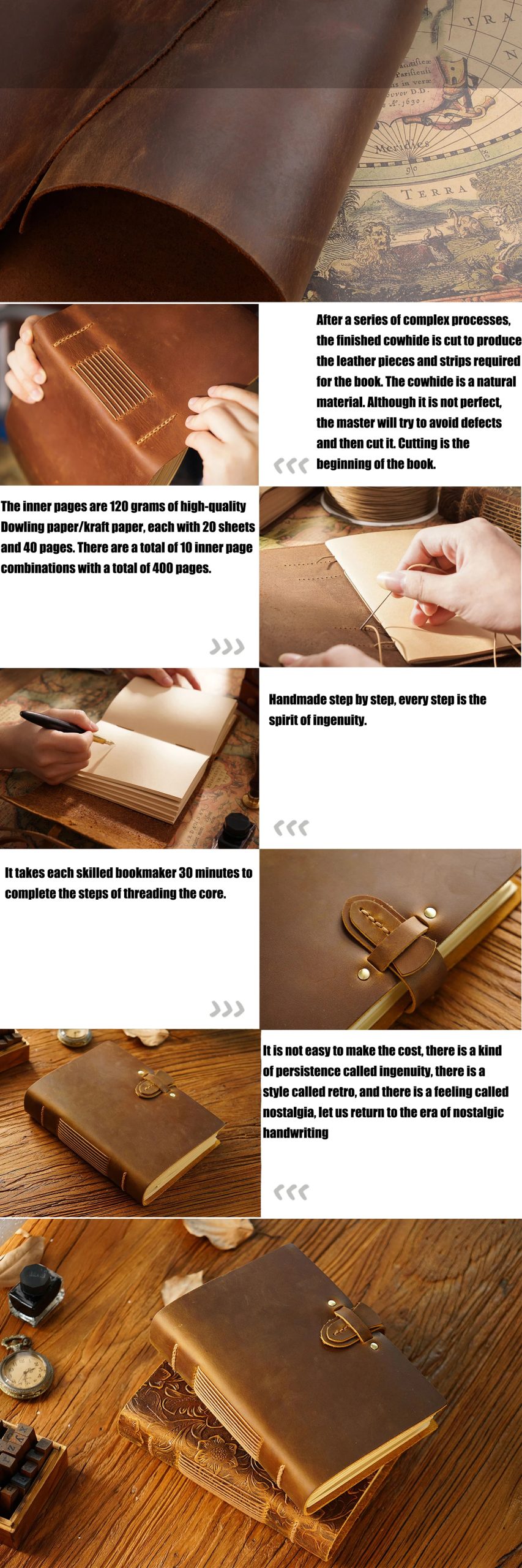 Handmade Travel Notebook Original Handmade Sketchbook Cowhide Brown Vintage Notepad Creative Notebook Diary Gift for Friends