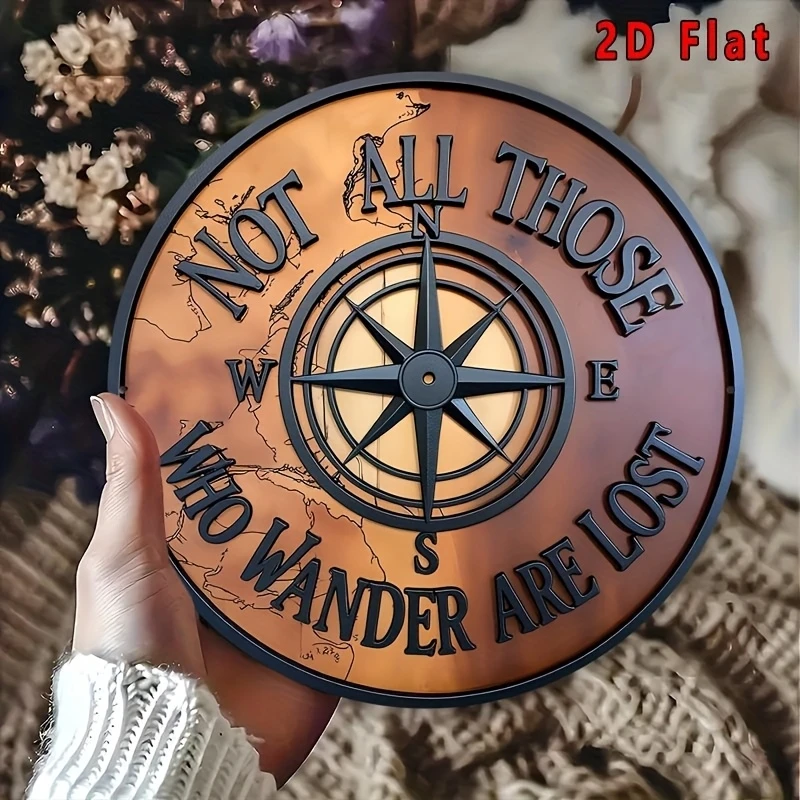 8in 2D Wooden Flat Disc Nautical Compass Sailor Career Wooden Deck Wooden Boat Decoration Gift Decoration For Sailing Enthusiast