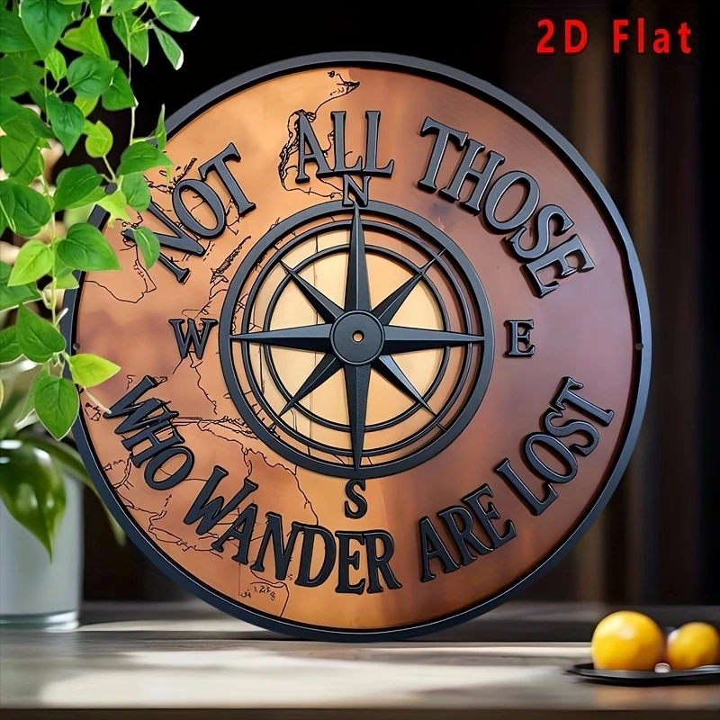 8in 2D Wooden Flat Disc Nautical Compass Sailor Career Wooden Deck Wooden Boat Decoration Gift Decoration For Sailing Enthusiast