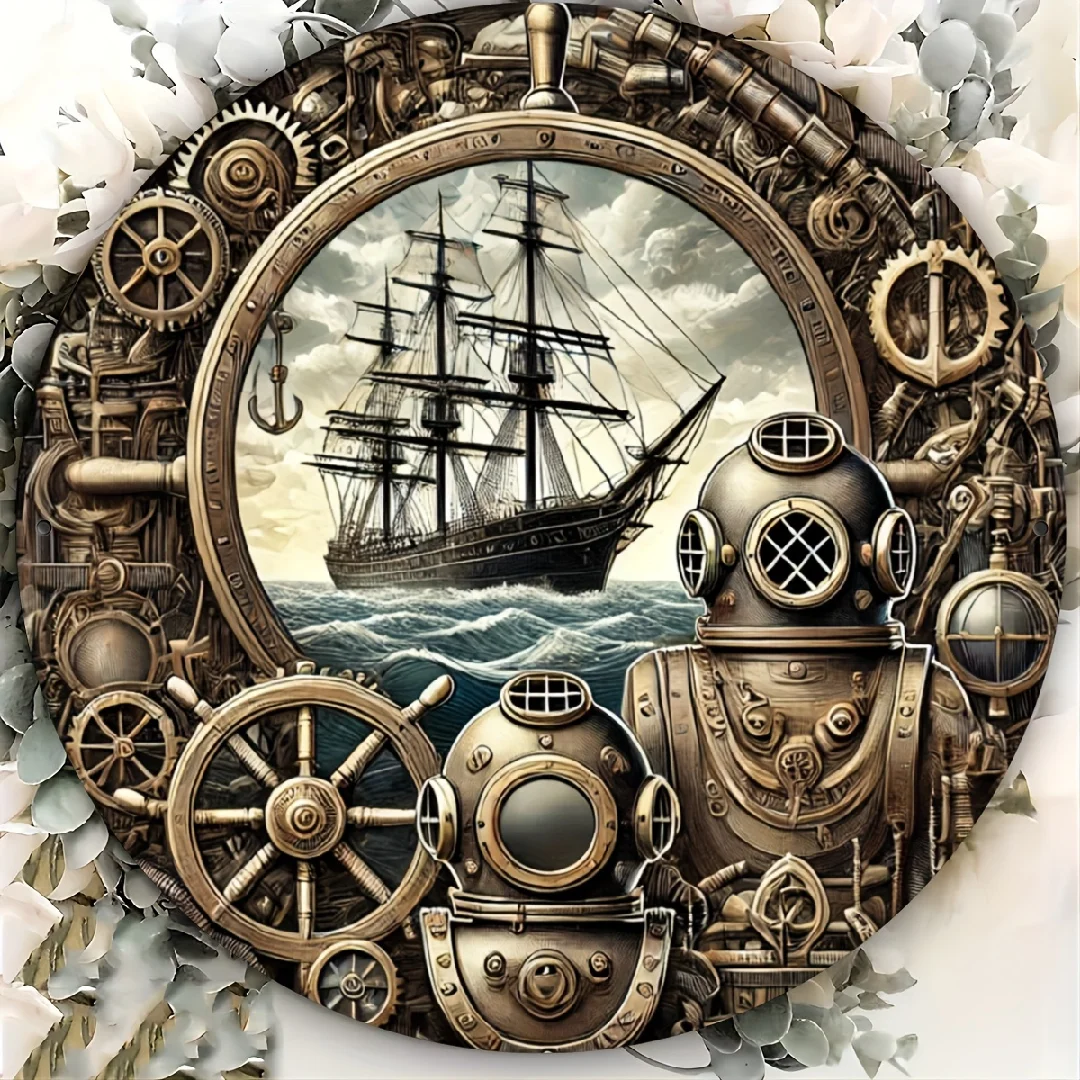 8in 2D Wooden Flat Disc Nautical Compass Sailor Career Wooden Deck Wooden Boat Decoration Gift Decoration For Sailing Enthusiast
