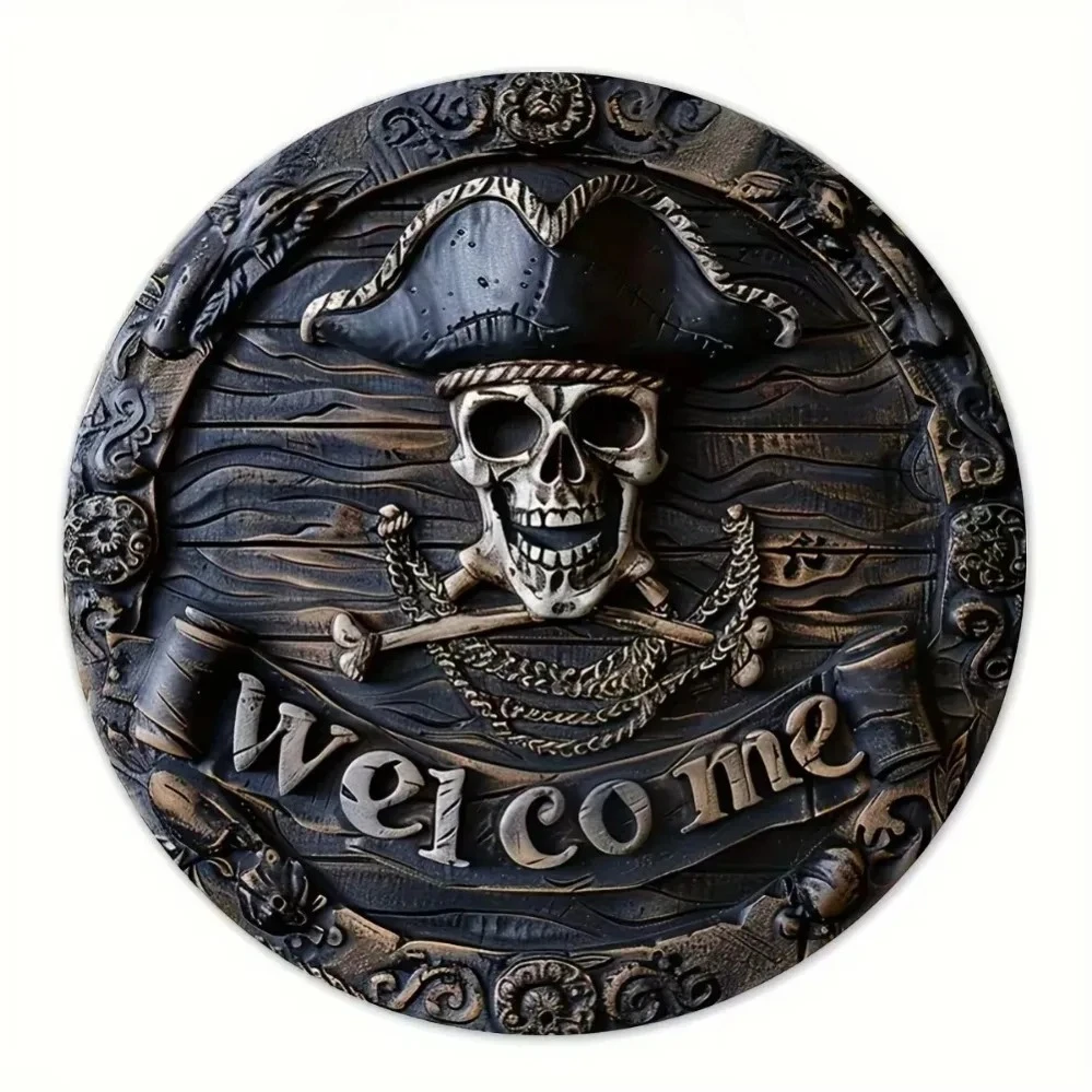 Transform your home door decor with this Pirate Skull Welcome Sign.Halloween decor and a great gift idea.