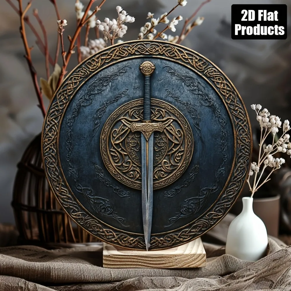 1 Piece Classic Sword & Shield Aluminum Wall Art - With Exquisite Bronze Finish, Perfect for Parties & Holiday Gifting | Warrior