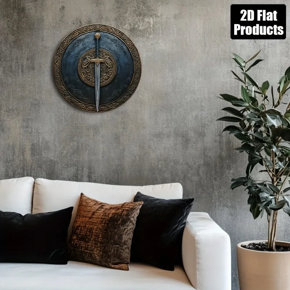 1 Piece Classic Sword & Shield Aluminum Wall Art - With Exquisite Bronze Finish, Perfect for Parties & Holiday Gifting | Warrior