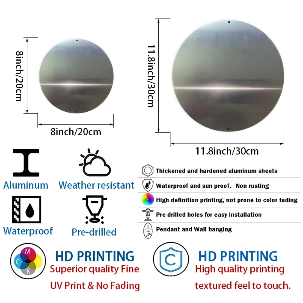 Gothic Crow Aluminum Wall Art, 8in &11.8in 1pc Round, UV & Scratch Resistant Metal Sign for Home, Office, Coffee Shop Decor