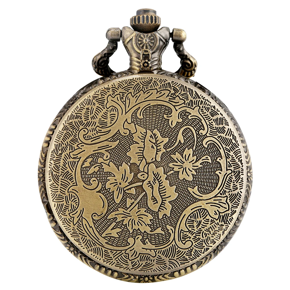 Vintage Bronze Wild Animal Pattern Necklace Watches Wolf/Eagle/Deer/Bear/Horse/Birds Retro Elegant Quartz Pocket Clock