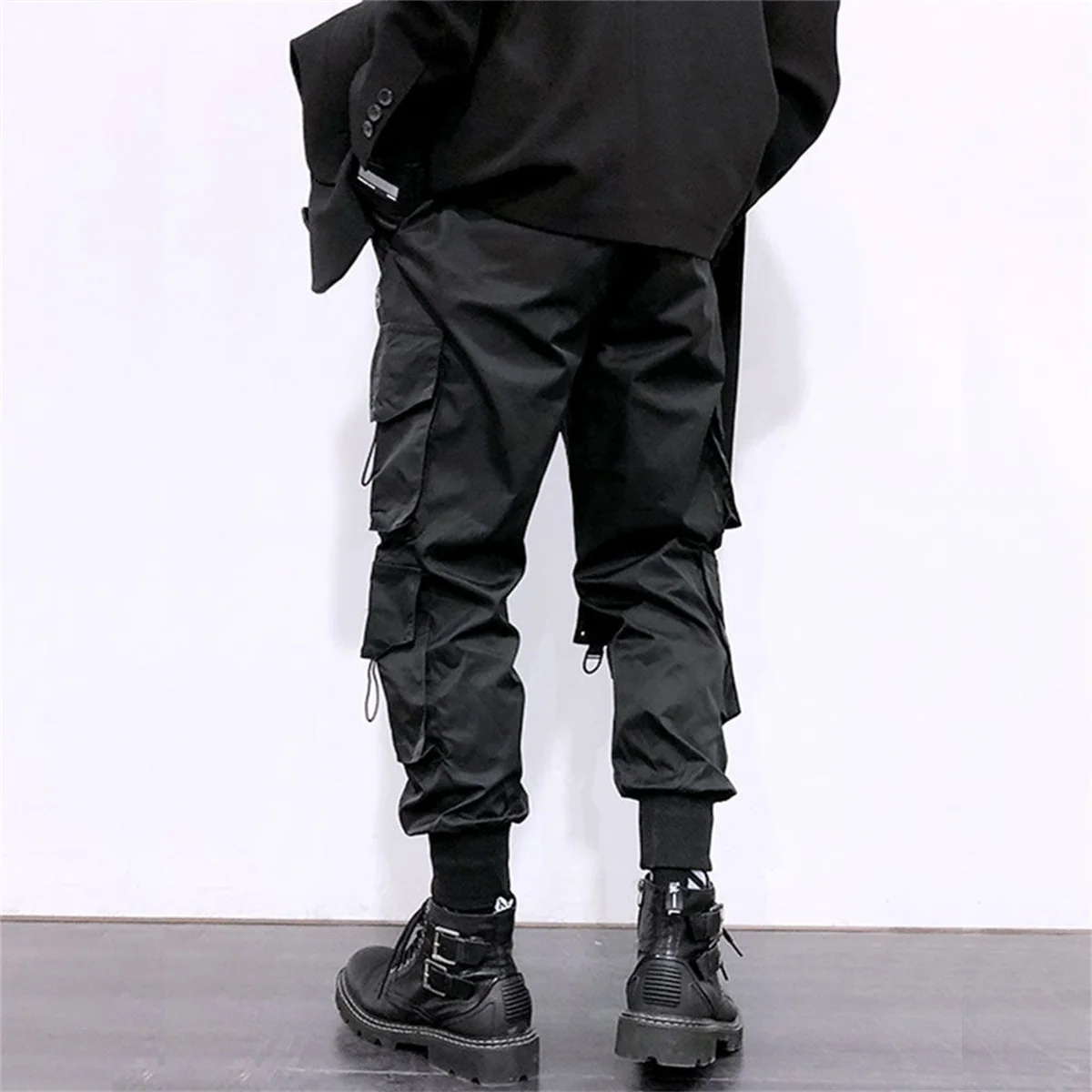 Y2k Classic Design Multi Flap Pockets Cargo Pants,Men's Loose Fit Drawstring Harem Cargo Jogger Pants Oversized Pants Men Women
