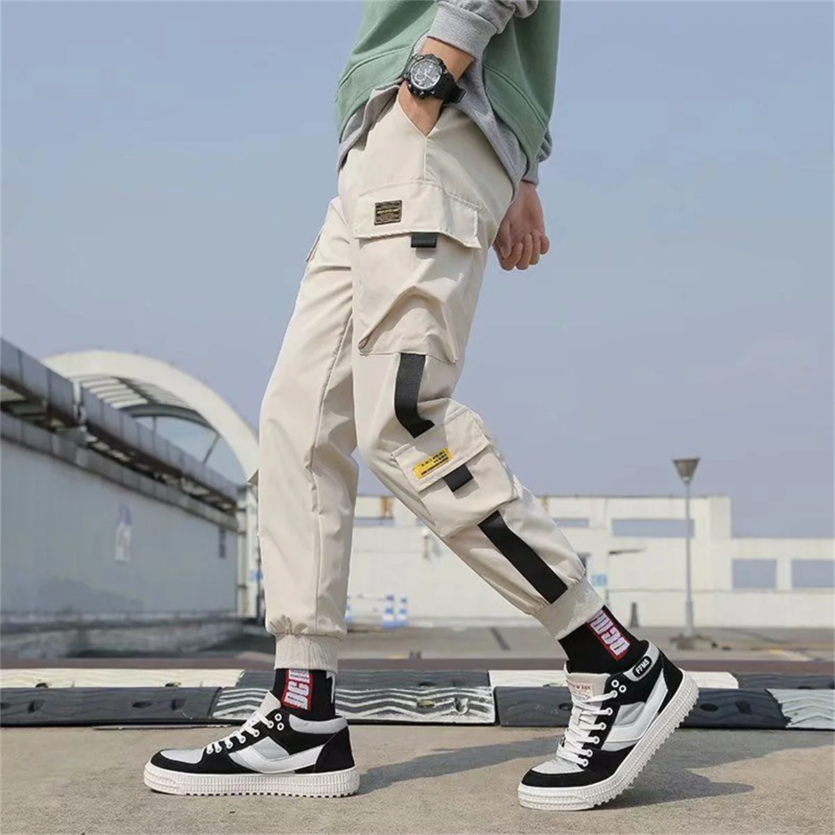 Y2k Classic Design Multi Flap Pockets Cargo Pants,Men's Loose Fit Drawstring Harem Cargo Jogger Pants Oversized Pants Men Women