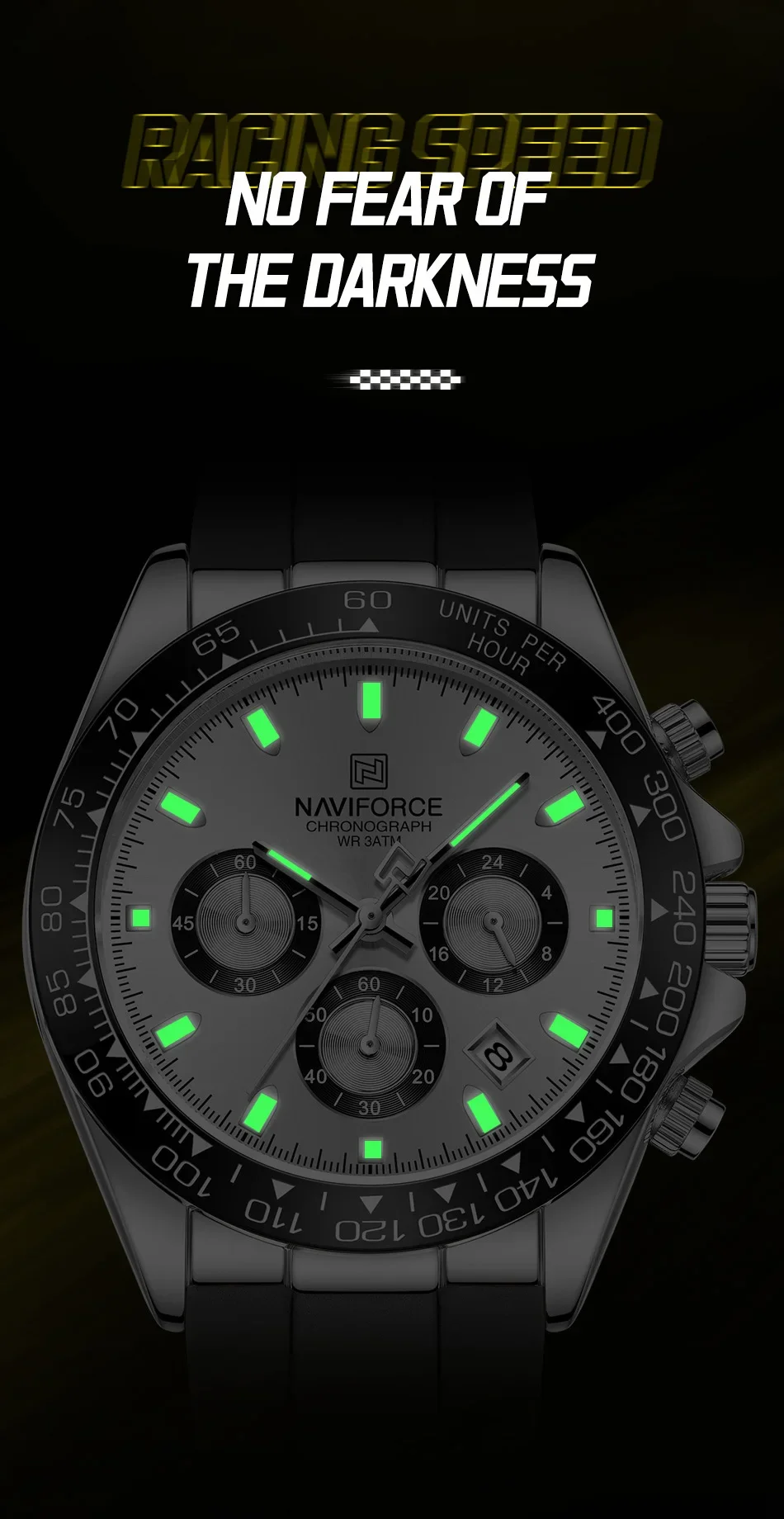 NAVIFORCE Fashional Watches For Men Silicone Band Casual Sport Chronograph Luminous Wristwatch Relogio Masculino Male Gift 2025