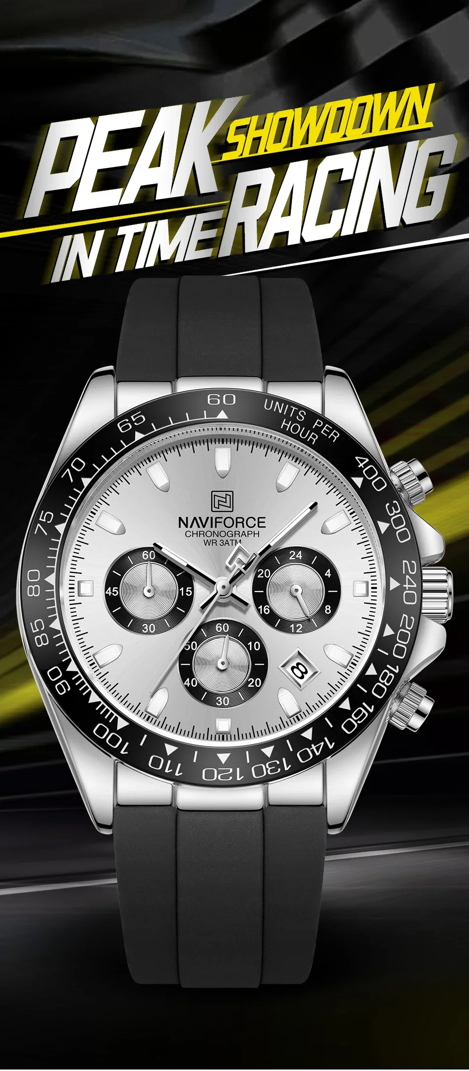 NAVIFORCE Fashional Watches For Men Silicone Band Casual Sport Chronograph Luminous Wristwatch Relogio Masculino Male Gift 2025