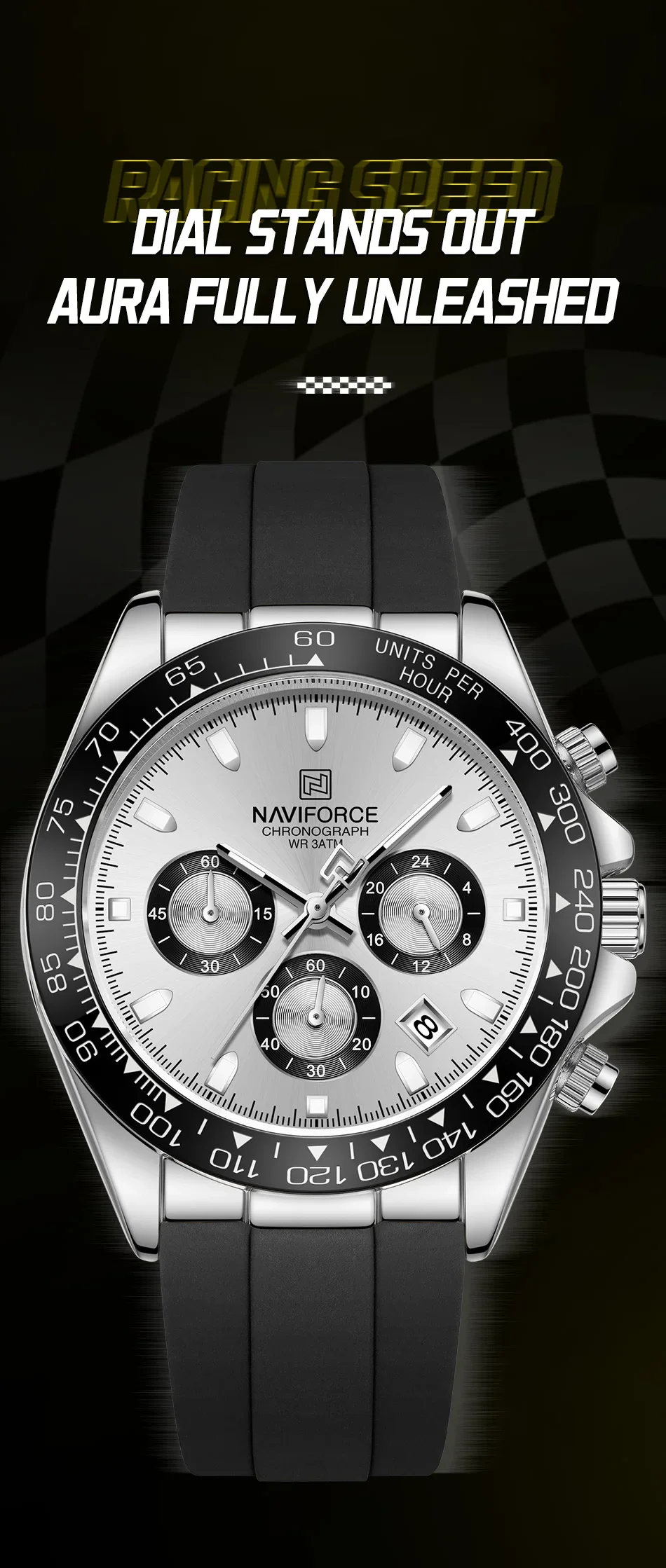 NAVIFORCE Fashional Watches For Men Silicone Band Casual Sport Chronograph Luminous Wristwatch Relogio Masculino Male Gift 2025