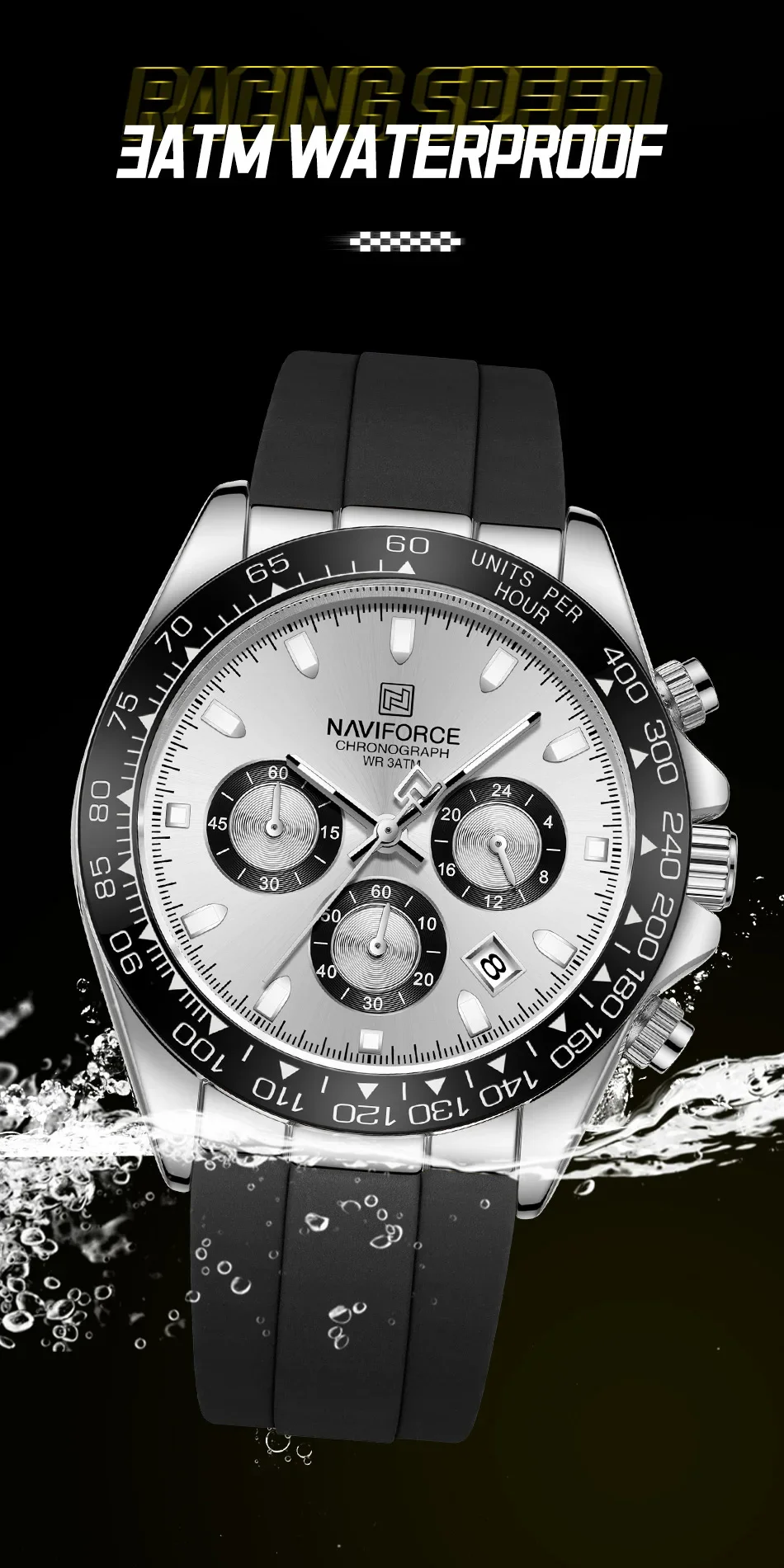 NAVIFORCE Fashional Watches For Men Silicone Band Casual Sport Chronograph Luminous Wristwatch Relogio Masculino Male Gift 2025