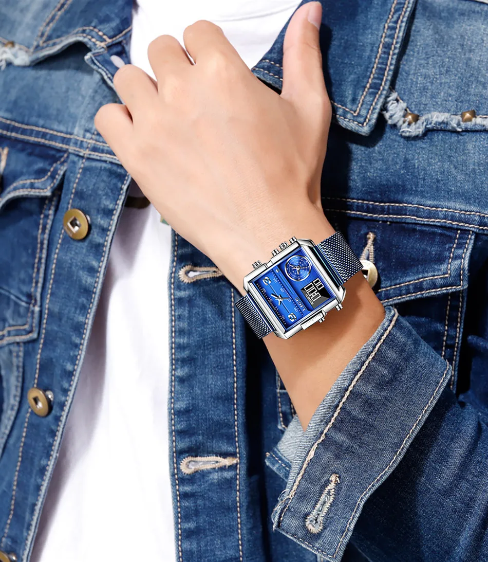 LIGE Men Digital Watch Military Sports Double Display Big Watches Fashion Waterproof Electronic Wristwatch Men Relogio Masculino