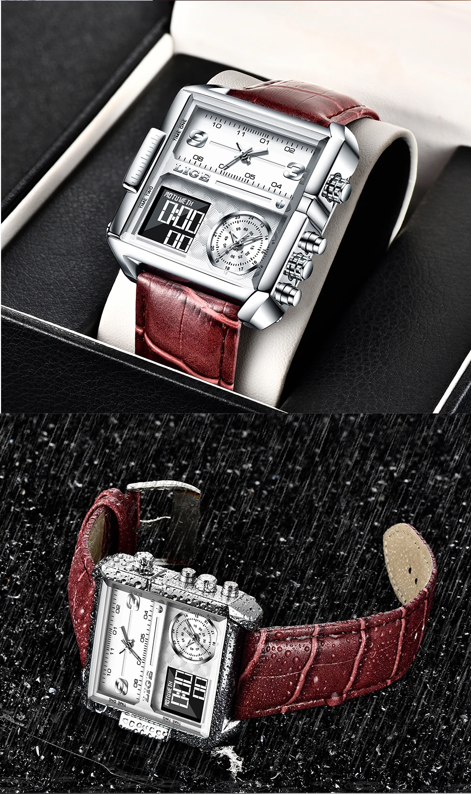 LIGE Men Digital Watch Military Sports Double Display Big Watches Fashion Waterproof Electronic Wristwatch Men Relogio Masculino