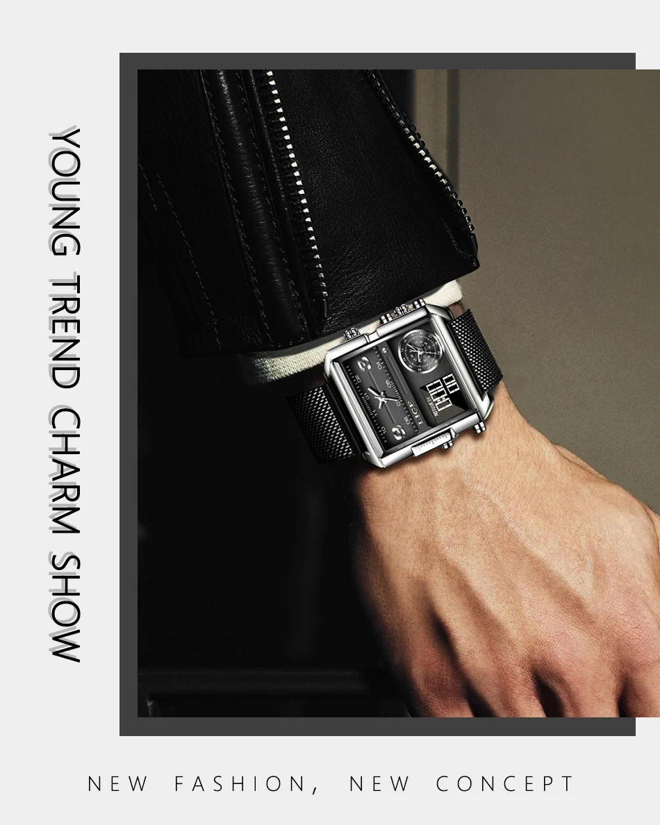 LIGE Men Digital Watch Military Sports Double Display Big Watches Fashion Waterproof Electronic Wristwatch Men Relogio Masculino