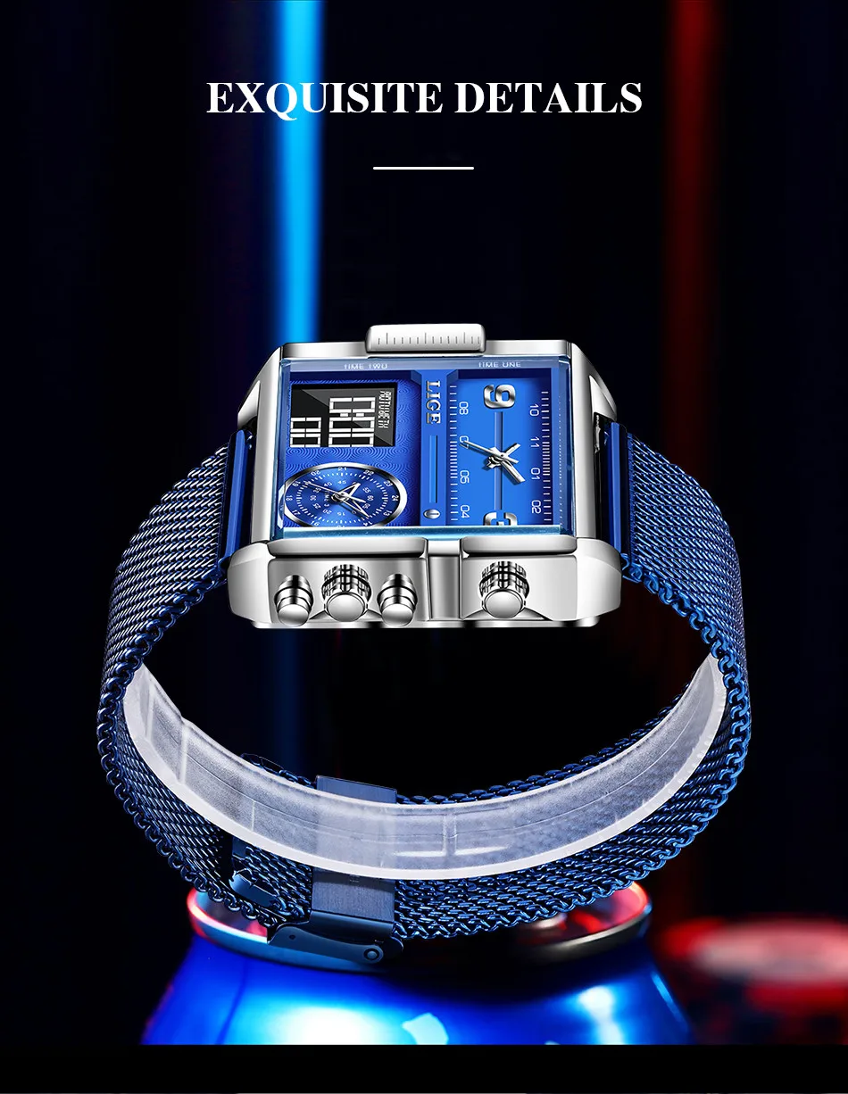 LIGE Men Digital Watch Military Sports Double Display Big Watches Fashion Waterproof Electronic Wristwatch Men Relogio Masculino