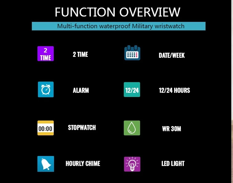 Men Digital Sport Watches Dual Time Black Military Quartz Wristwatch Rectangle Dial Outdoor Waterproof Tactial Man Watch Clocks