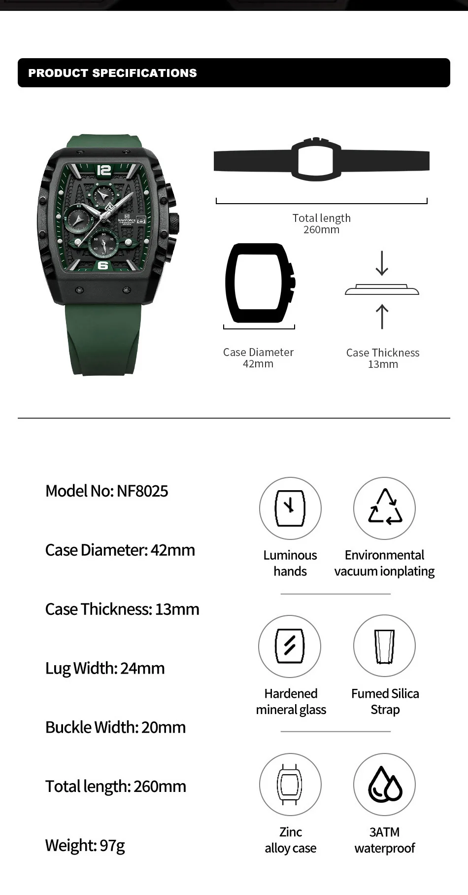 NAVIFORCE Brand 2023 New Men's Watches Luxury Silicone Strap Casual Quartz Wristwatches Sport Waterproof Clock Relogio Masculino