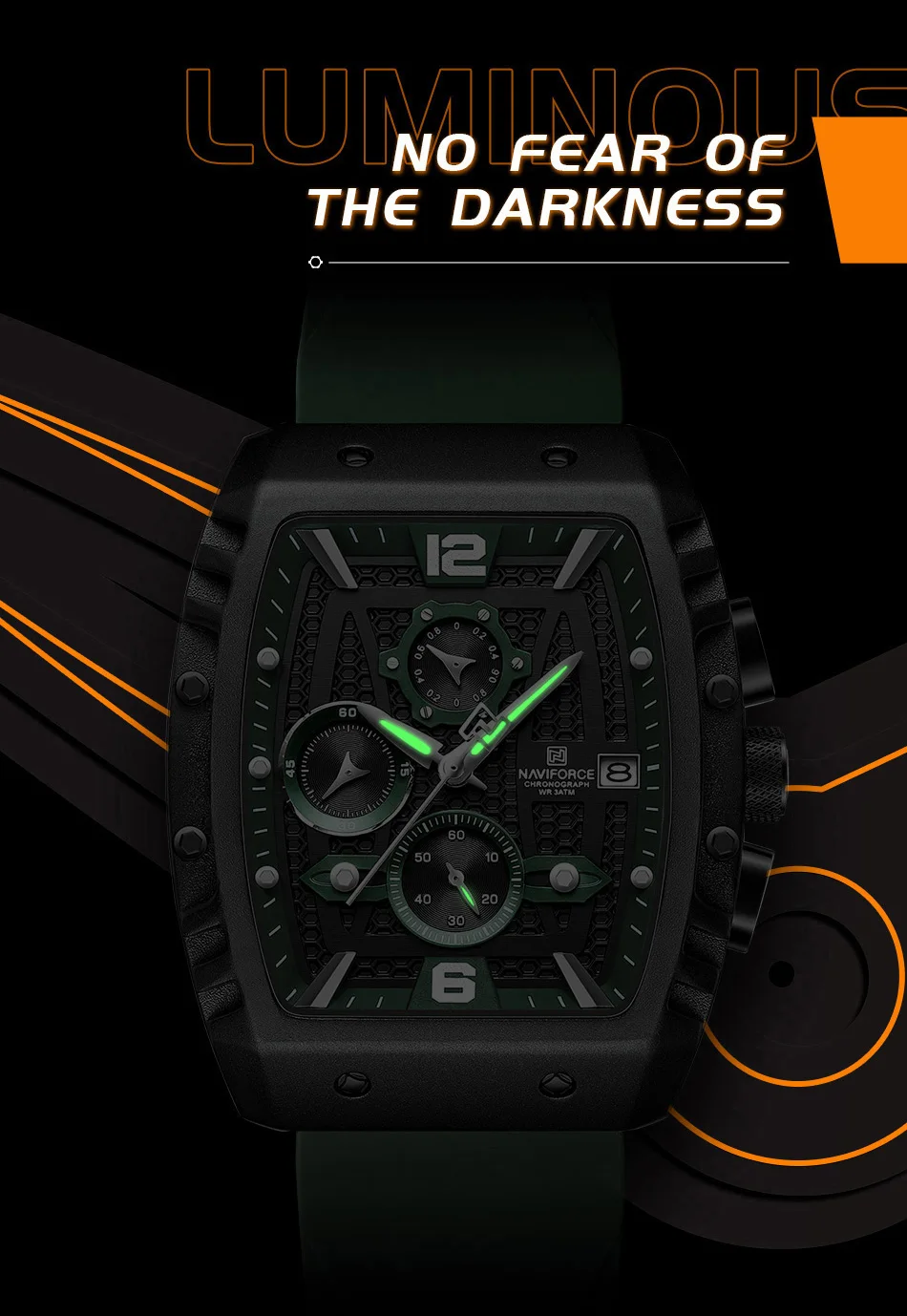 NAVIFORCE Brand 2023 New Men's Watches Luxury Silicone Strap Casual Quartz Wristwatches Sport Waterproof Clock Relogio Masculino