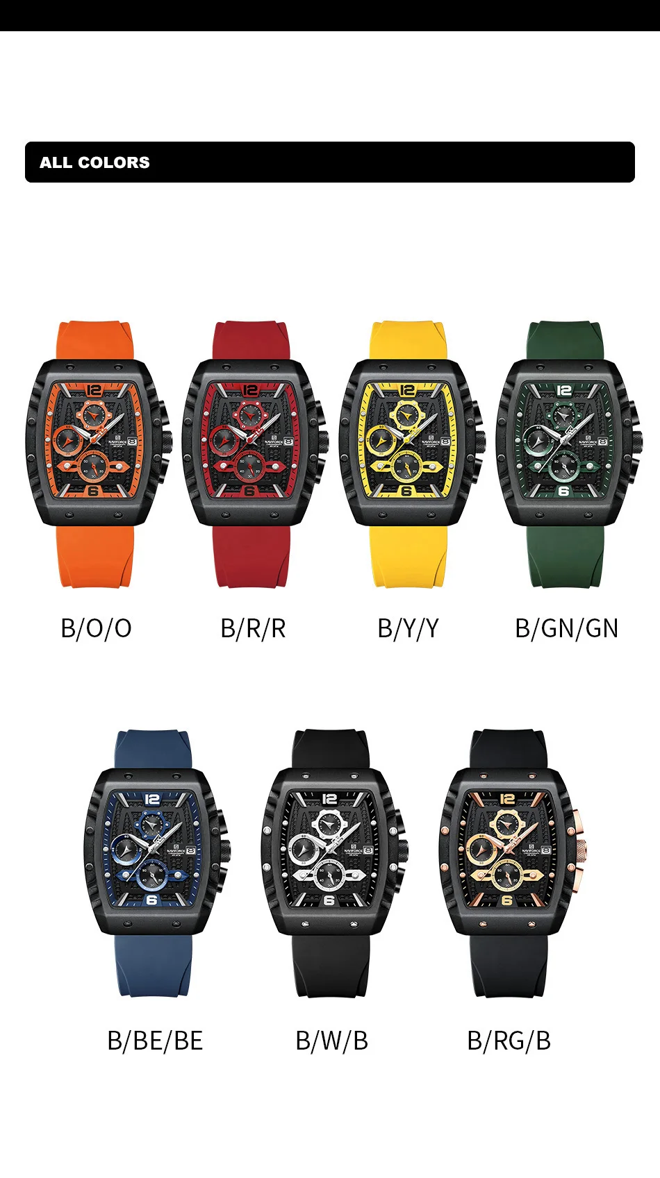 NAVIFORCE Brand 2023 New Men's Watches Luxury Silicone Strap Casual Quartz Wristwatches Sport Waterproof Clock Relogio Masculino