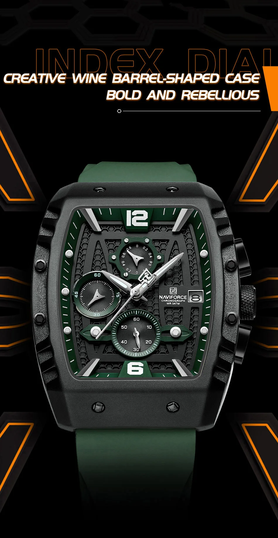 NAVIFORCE Brand 2023 New Men's Watches Luxury Silicone Strap Casual Quartz Wristwatches Sport Waterproof Clock Relogio Masculino