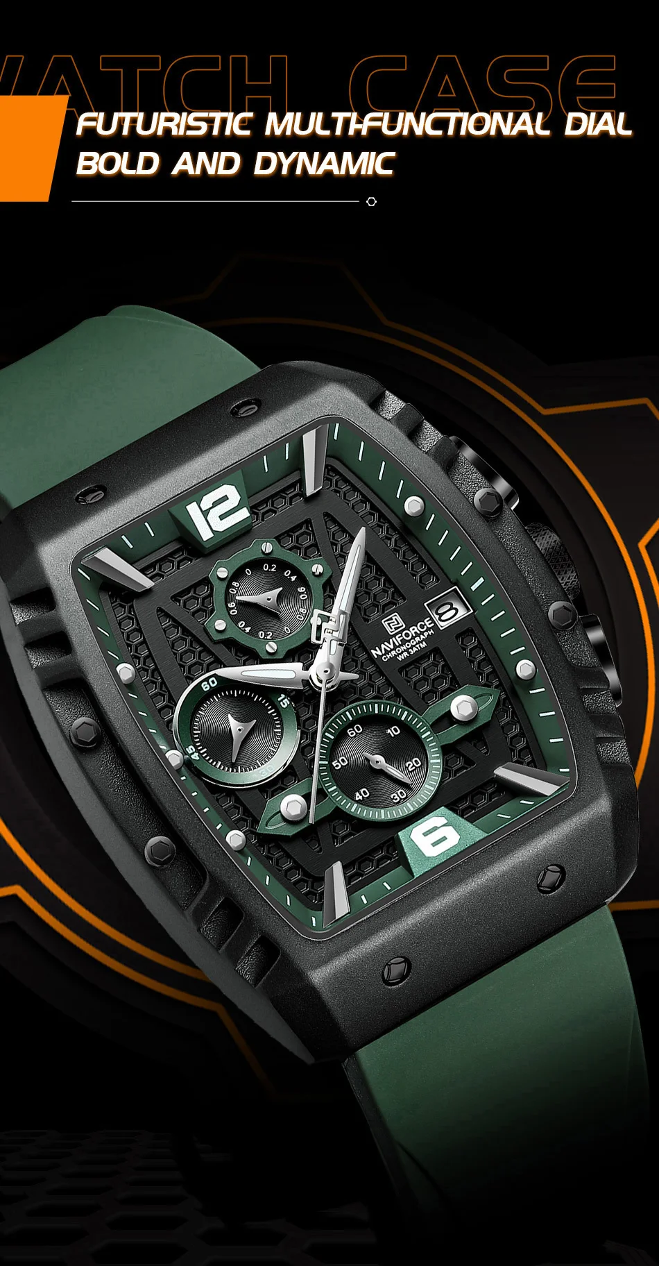 NAVIFORCE Brand 2023 New Men's Watches Luxury Silicone Strap Casual Quartz Wristwatches Sport Waterproof Clock Relogio Masculino