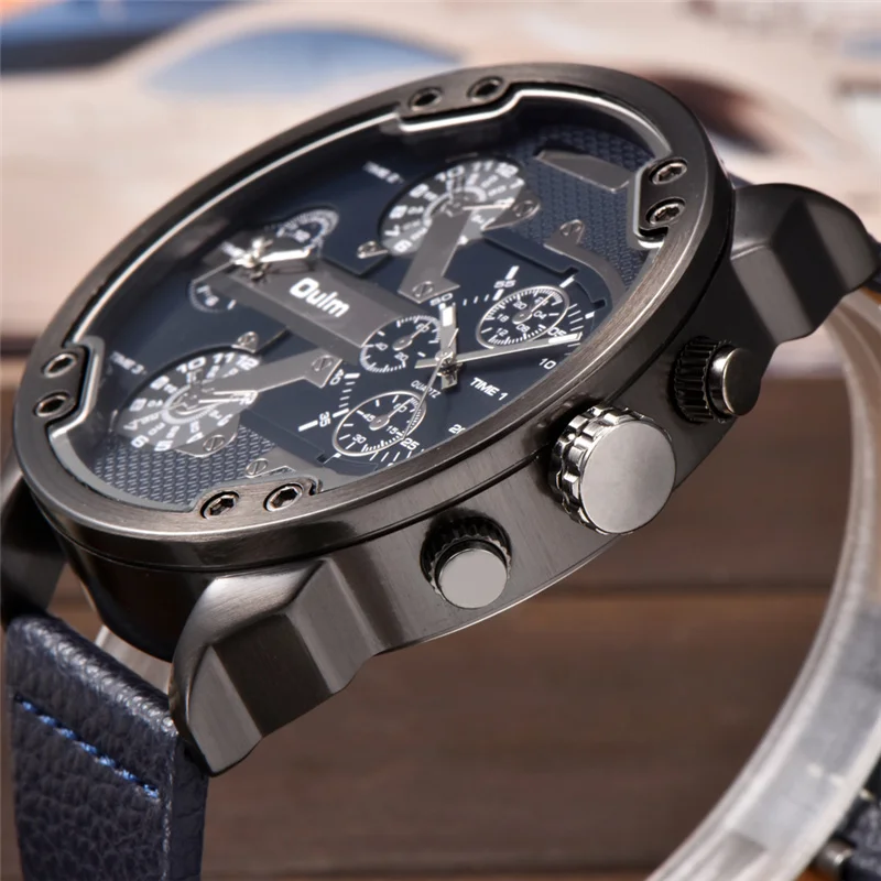 Oulm HP3548 Men Big Watches Luxury Brand Two Time Zone Quartz Watch Large Dial Casual Sport Male Wristwatch Oulm HP3548 Men Big Watches Luxury Brand Two Time Zone Quartz Watch Large Dial Casual Sport Male Wristwatch