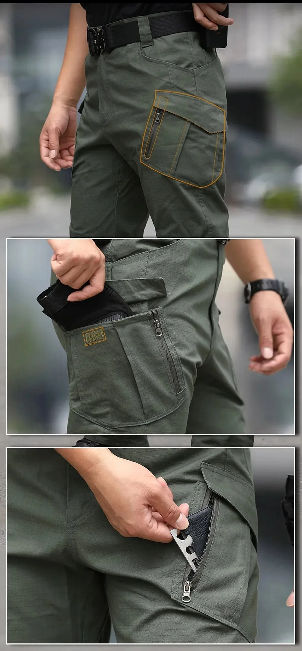 Men's Golden City Tactical Outdoor Hiking Camouflage Military Multi-Pocket Overalls Outdoor Jogging Army Tracksuit Pants