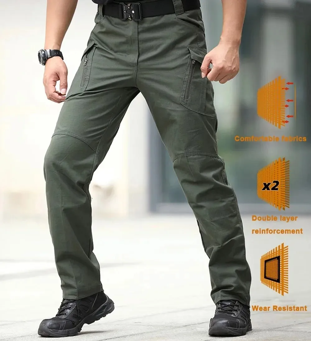 Men's Golden City Tactical Outdoor Hiking Camouflage Military Multi-Pocket Overalls Outdoor Jogging Army Tracksuit Pants