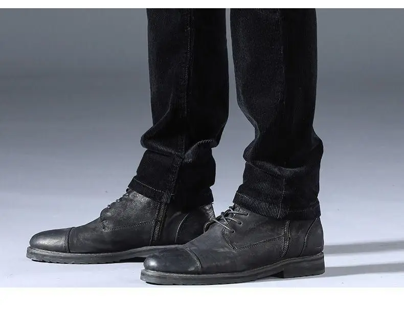 Men Vintage Fashion Letter Embroidery Corduroy Thick Velvet Casual Pants Autumn Winter Male Solid Slim Pockets Straight Trousers