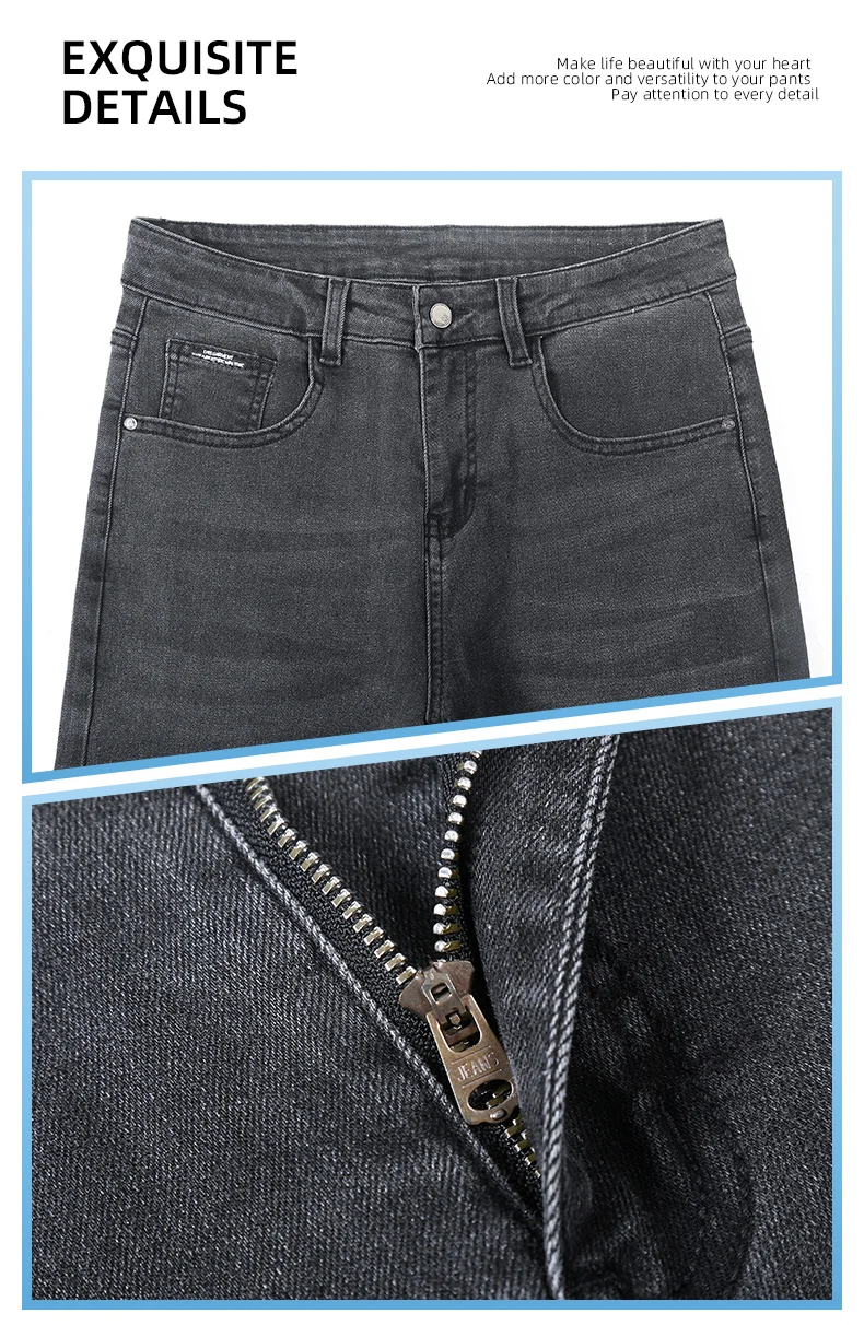 Mens Trendy Elastic Loose Straight Jeans 2025 Autumn Winter High End Fashion Versatile Casual Pants Plus Size 38