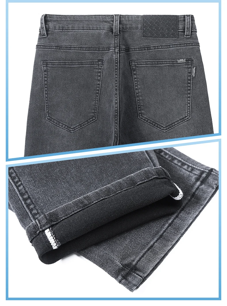 Mens Trendy Elastic Loose Straight Jeans 2025 Autumn Winter High End Fashion Versatile Casual Pants Plus Size 38