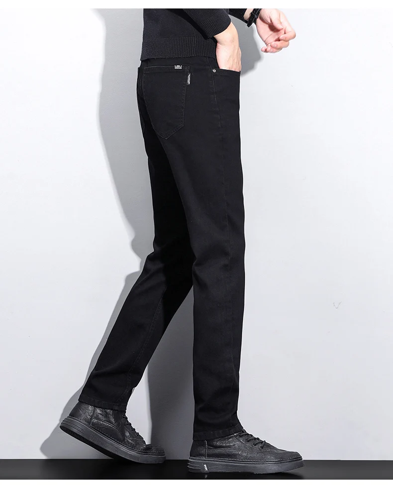 Mens Trendy Elastic Loose Straight Jeans 2025 Autumn Winter High End Fashion Versatile Casual Pants Plus Size 38