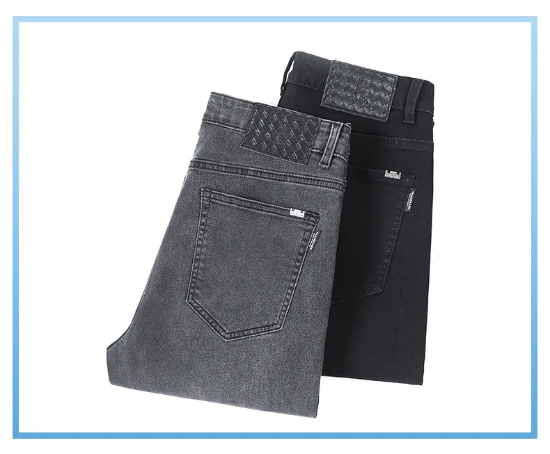 Mens Trendy Elastic Loose Straight Jeans 2025 Autumn Winter High End Fashion Versatile Casual Pants Plus Size 38