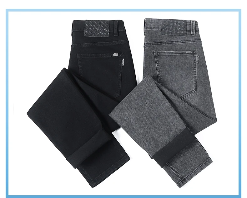 Mens Trendy Elastic Loose Straight Jeans 2025 Autumn Winter High End Fashion Versatile Casual Pants Plus Size 38