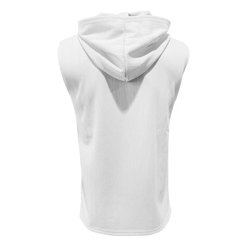 2025 summer Men's Casual Tops Hooded Sleeveless Tank Top T-shirt Large Pockets Pullover Mens Solid Color Lace-up Vest ﻿