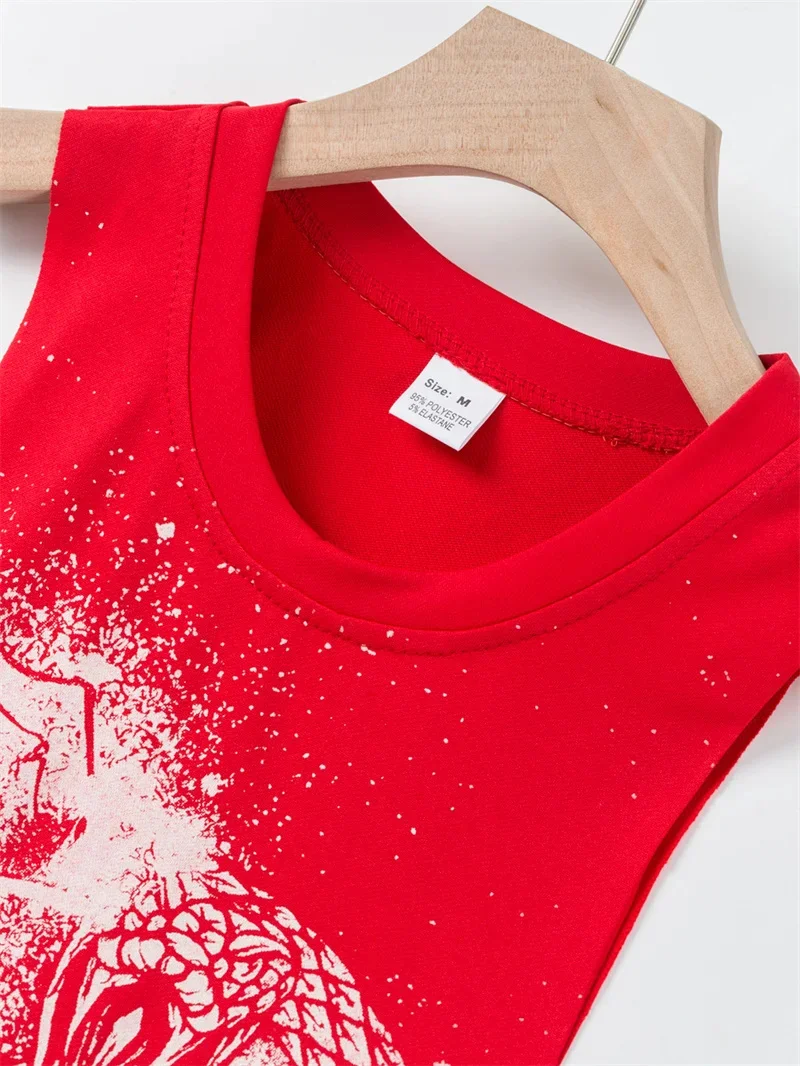 2025 Summer fitness Tank Top Men Fashio Comfortable Printed Loose tops Retro Style Sports Leisure Sleeveless vest Men sportswear