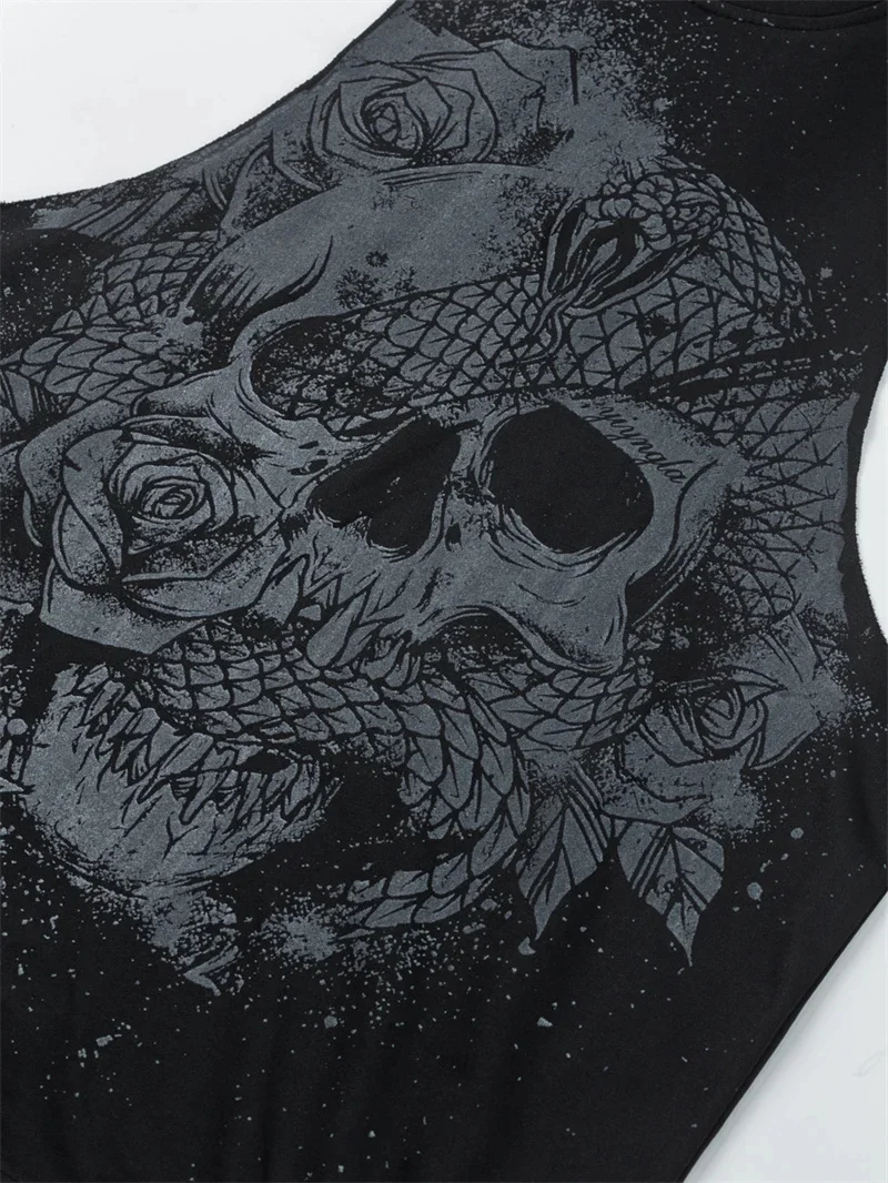 2025 Summer fitness Tank Top Men Fashio Comfortable Printed Loose tops Retro Style Sports Leisure Sleeveless vest Men sportswear