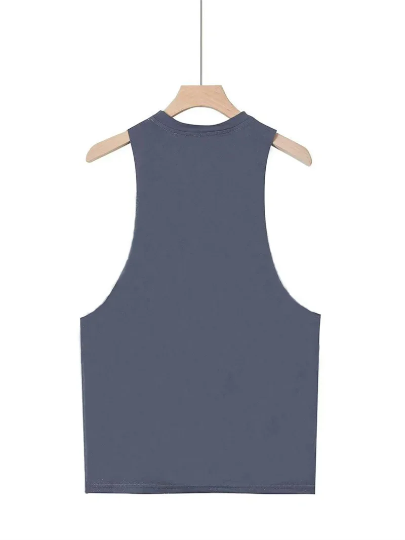 2025 Summer fitness Tank Top Men Fashio Comfortable Printed Loose tops Retro Style Sports Leisure Sleeveless vest Men sportswear