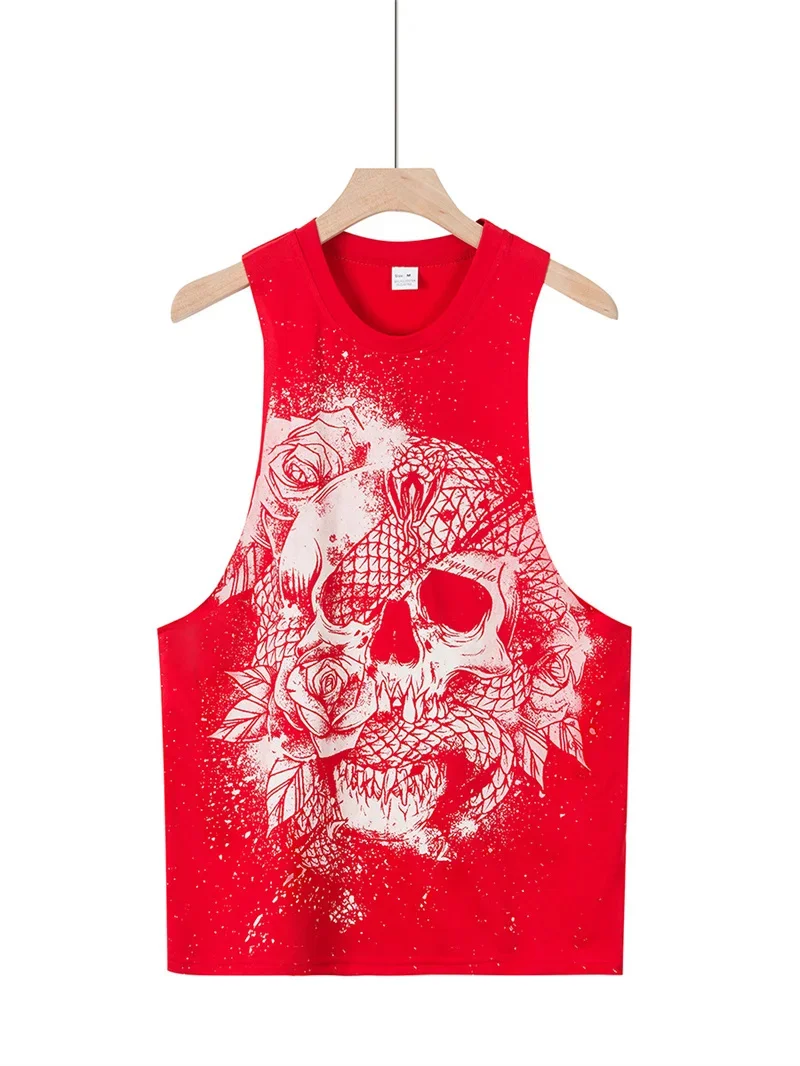 2025 Summer fitness Tank Top Men Fashio Comfortable Printed Loose tops Retro Style Sports Leisure Sleeveless vest Men sportswear