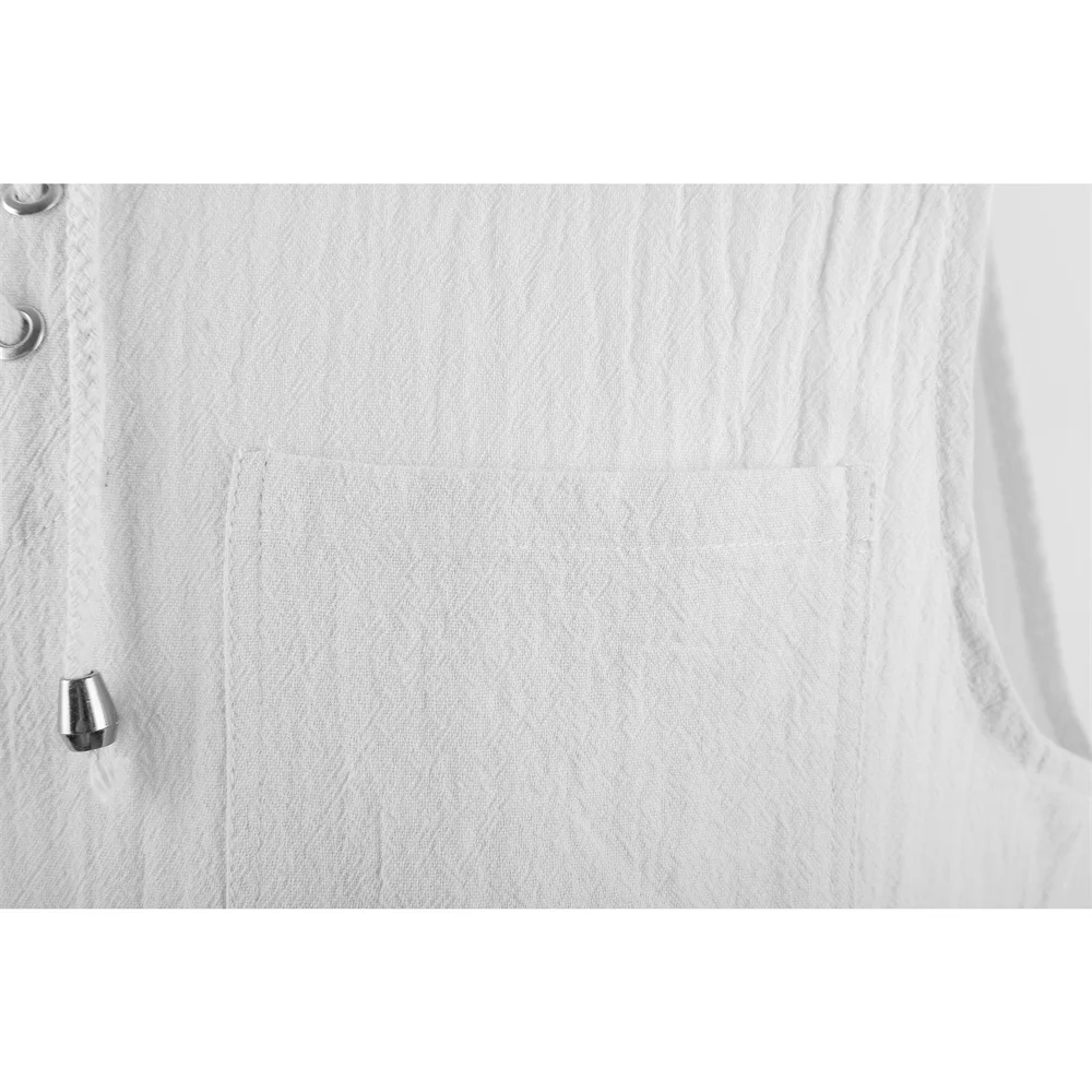 Men's Tank Tops Cotton Linen Breathable Lightweight Solid Color Drawstring Design V-neck Cool Feeling Vacation Style Male Tops